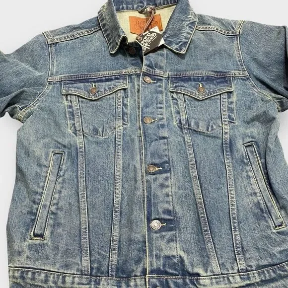 Heroes Motors Legendary Denim Jean Motorcycle Jacket Mens size Medium New - Picture 3 of 11